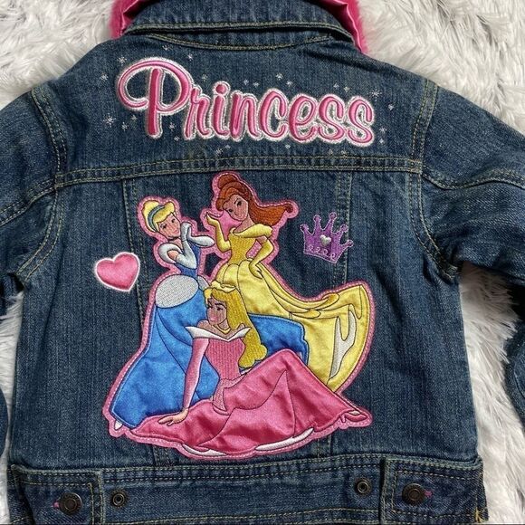Disney Princess Blue Jean Jacket Faux Fur Collar - Picture 5 of 7
